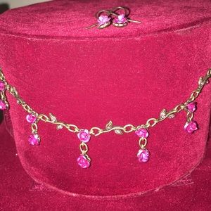 Rose necklace and earrings EUC